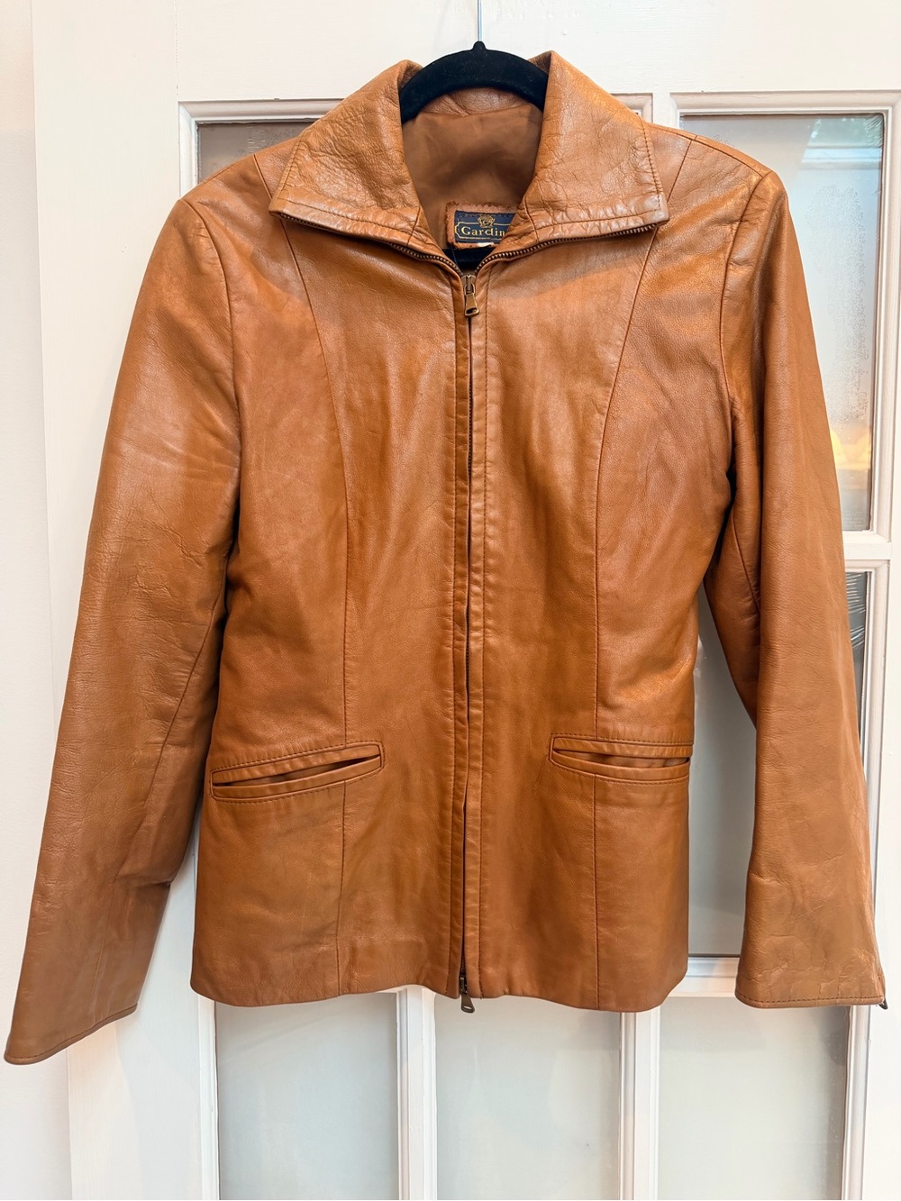 Vintage Gardini 70’s Made in Italy Chestnut Brown Leather Zip Moto Jacket Size M - Picture 15 of 16